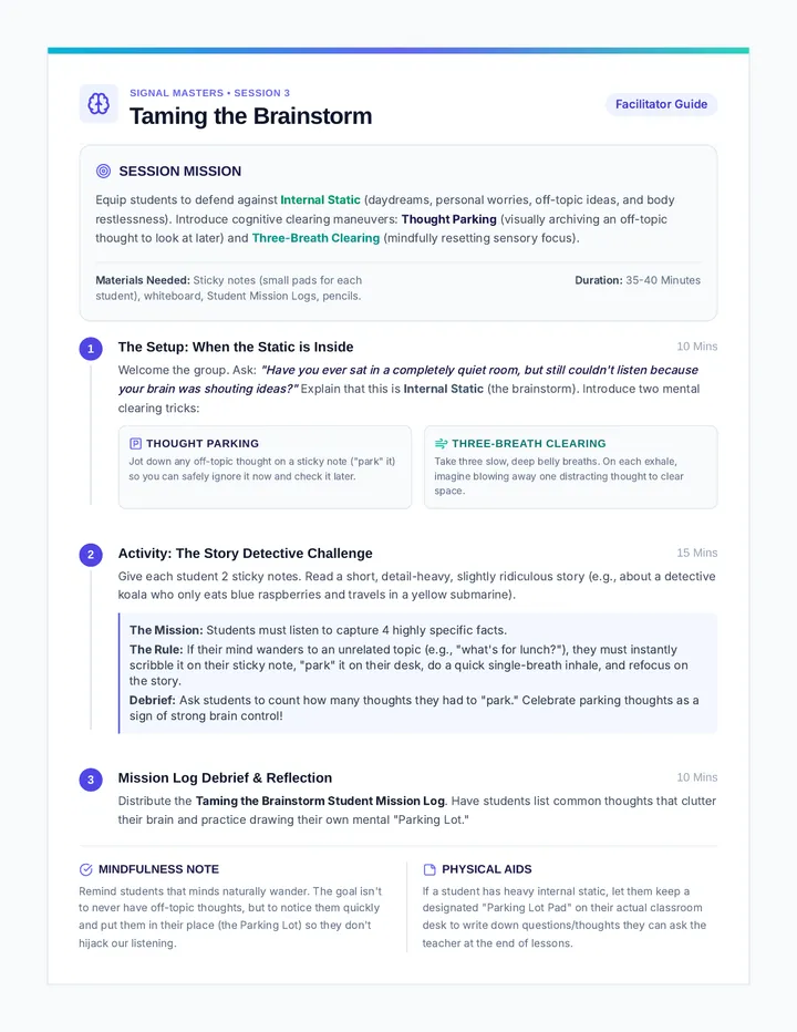 Taming the Brainstorm Facilitator Guide