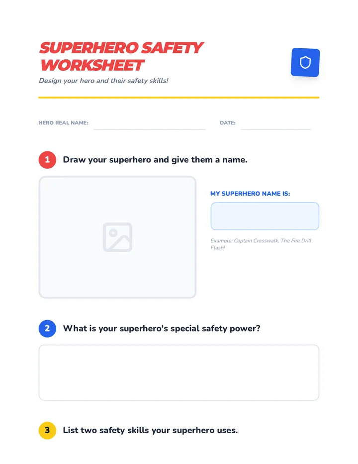 Superhero Safety Worksheet