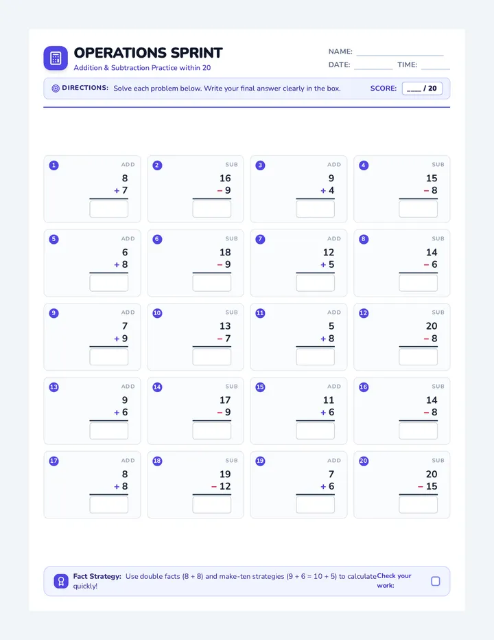 Operations Sprint Worksheet