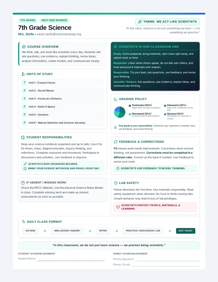 Science Action Syllabus