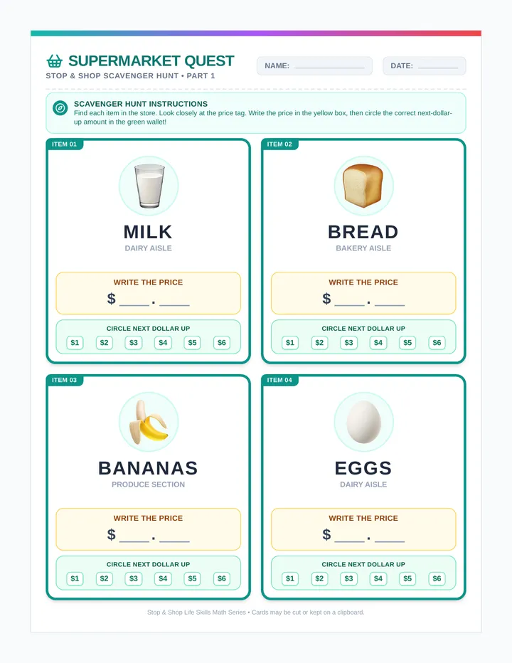 Grocery Quest Cards