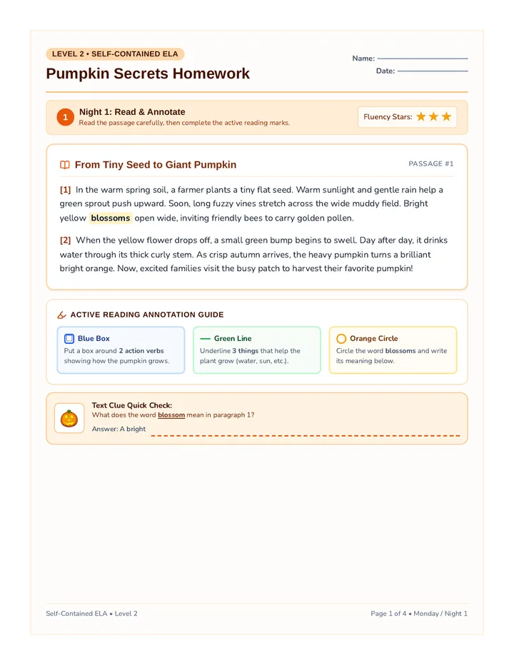 Pumpkin Secrets Homework Packet