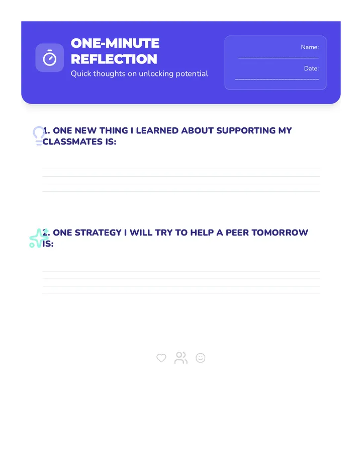 One-Minute Reflection Sheet