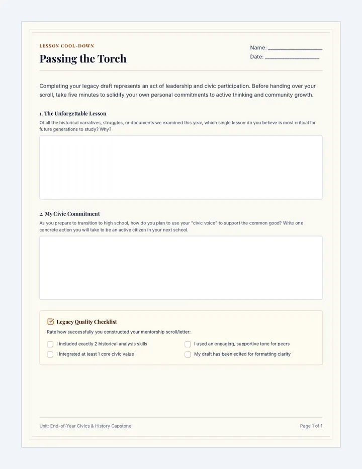 Passing the Torch Exit Ticket