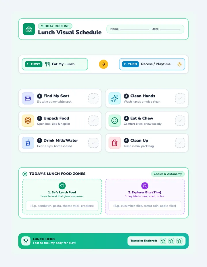 Lunch Explorer Visual Schedule
