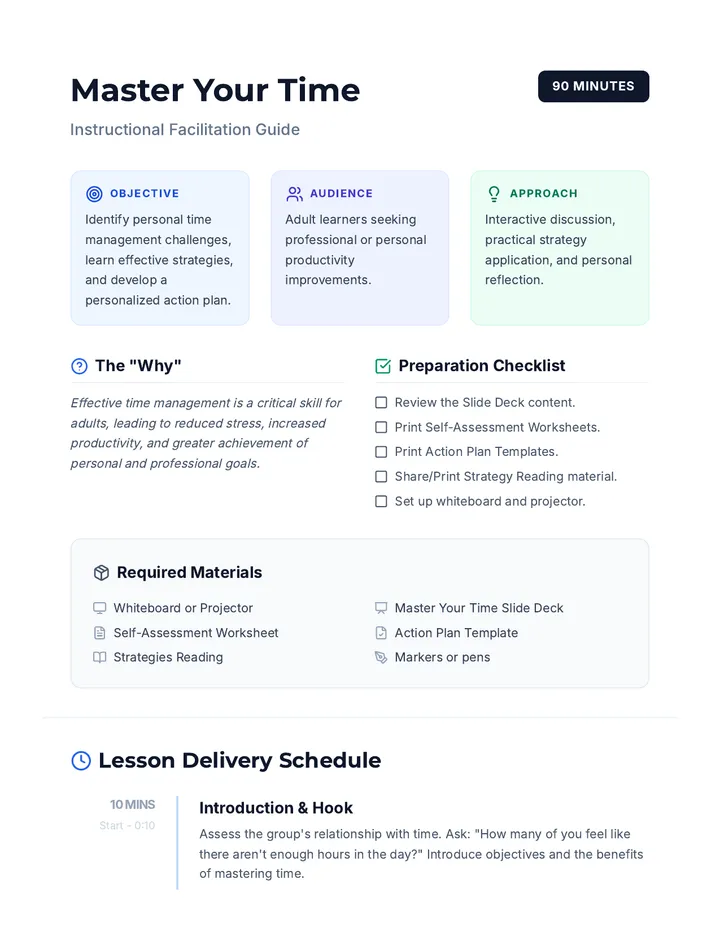 Master Your Time Lesson Plan