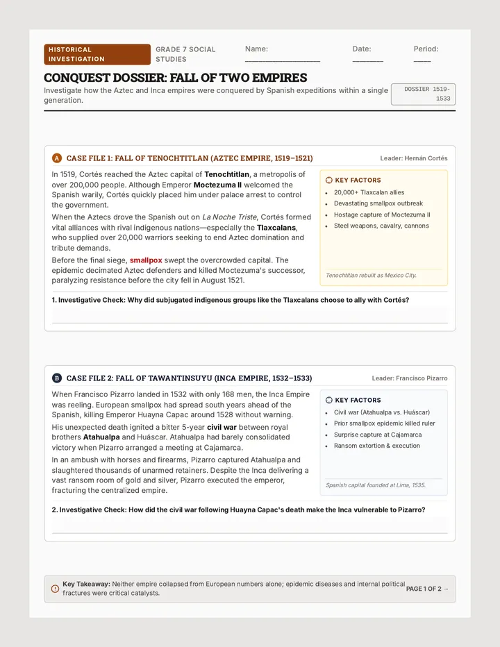 Conquest Dossier Worksheet • Material • Lenny.com