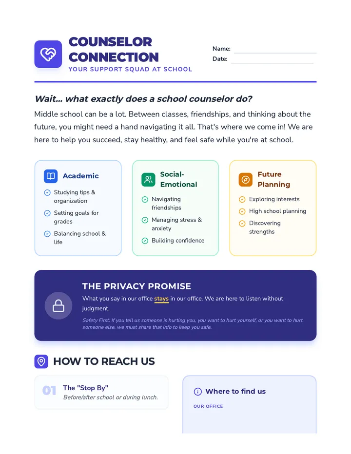 Counselor Connection Handout