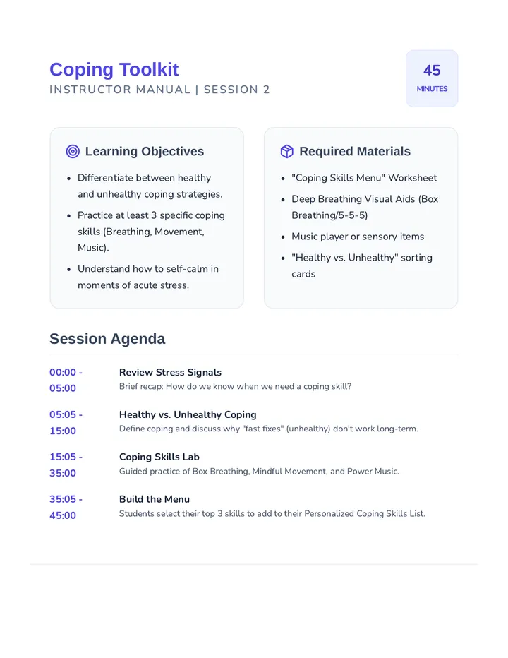 Coping Toolkit Instructor Manual