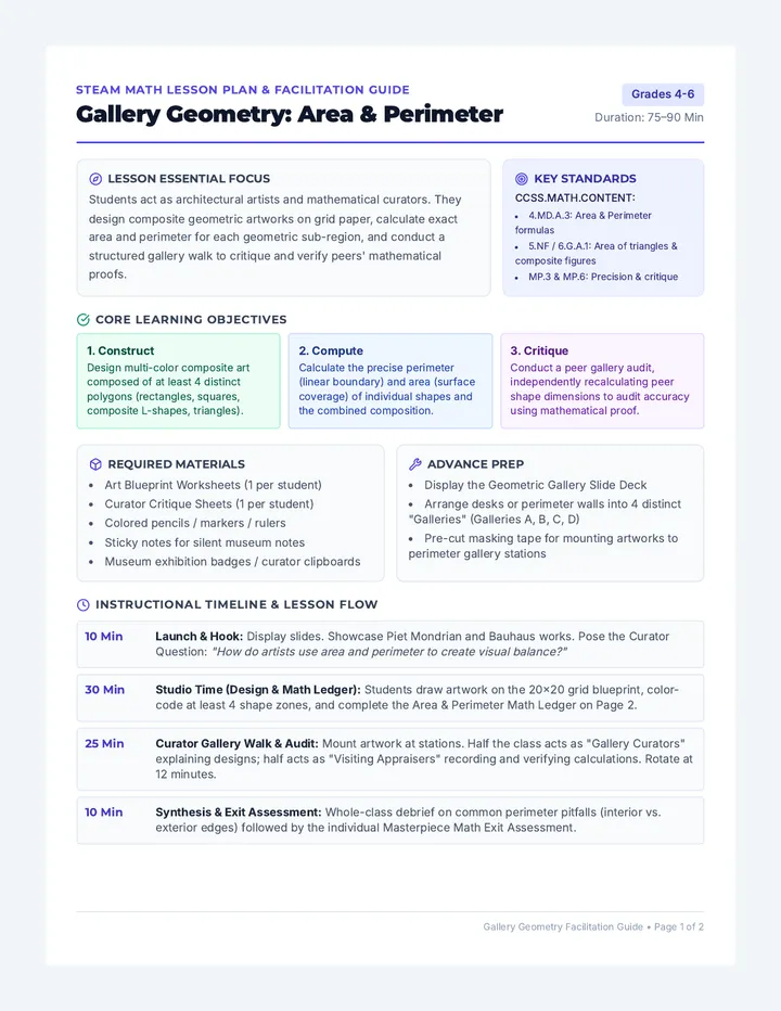 Gallery Geometry Teacher Guide
