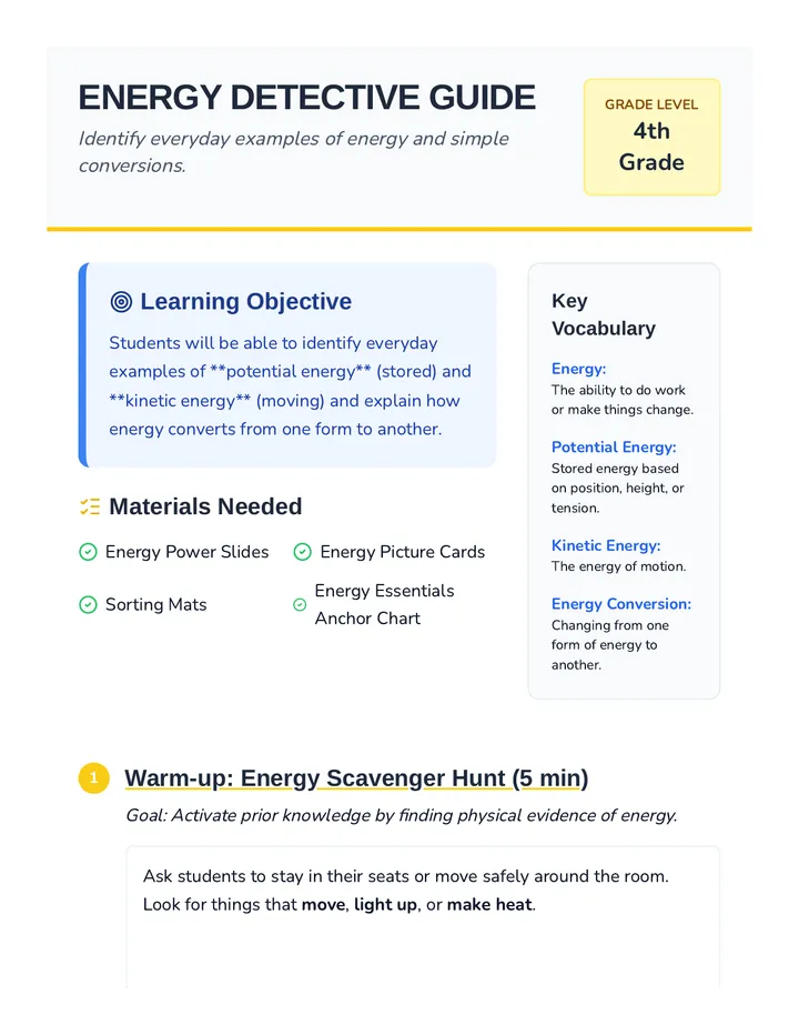 Energy Detective Teacher Guide