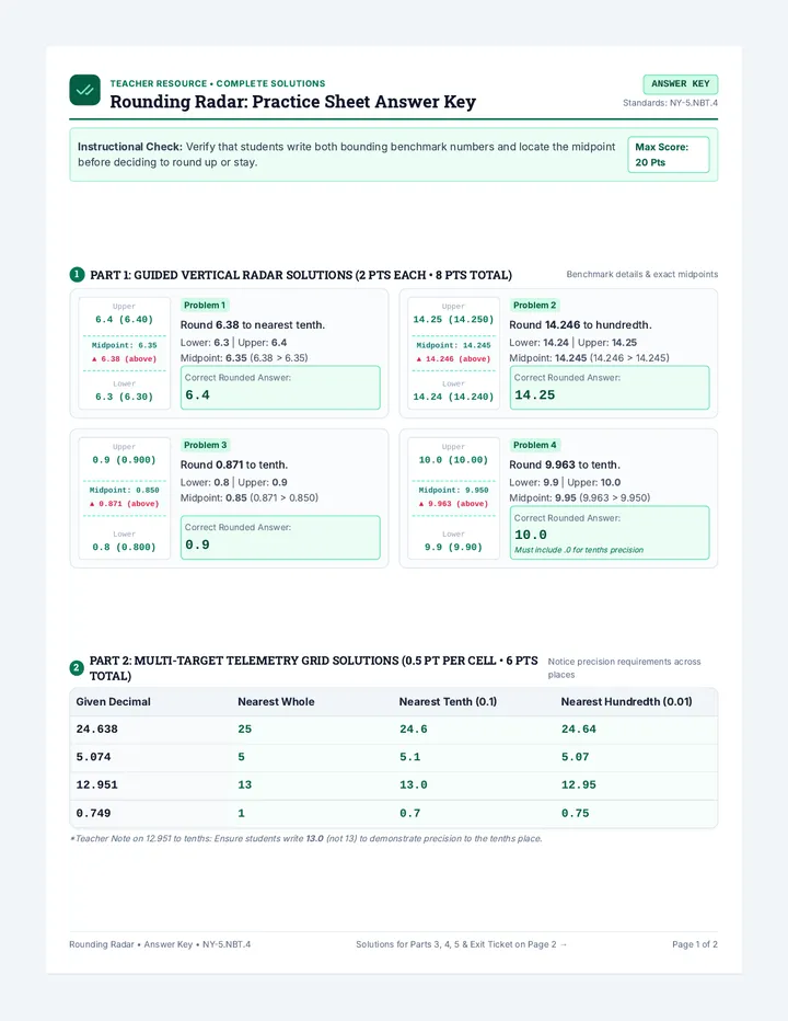 Rounding Radar Answer Key