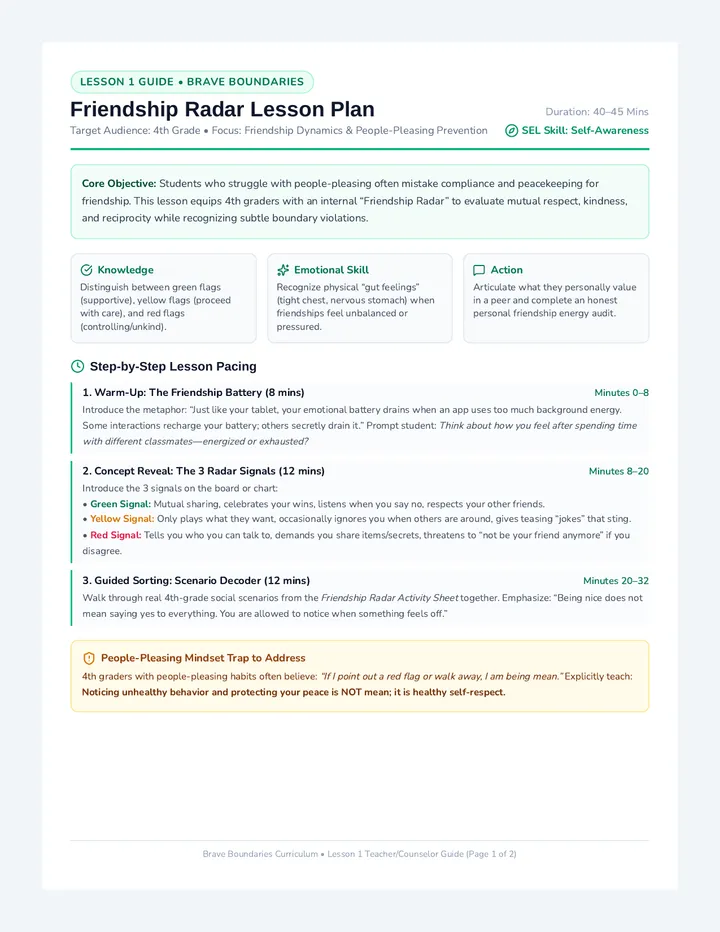 Friendship Radar Lesson Plan