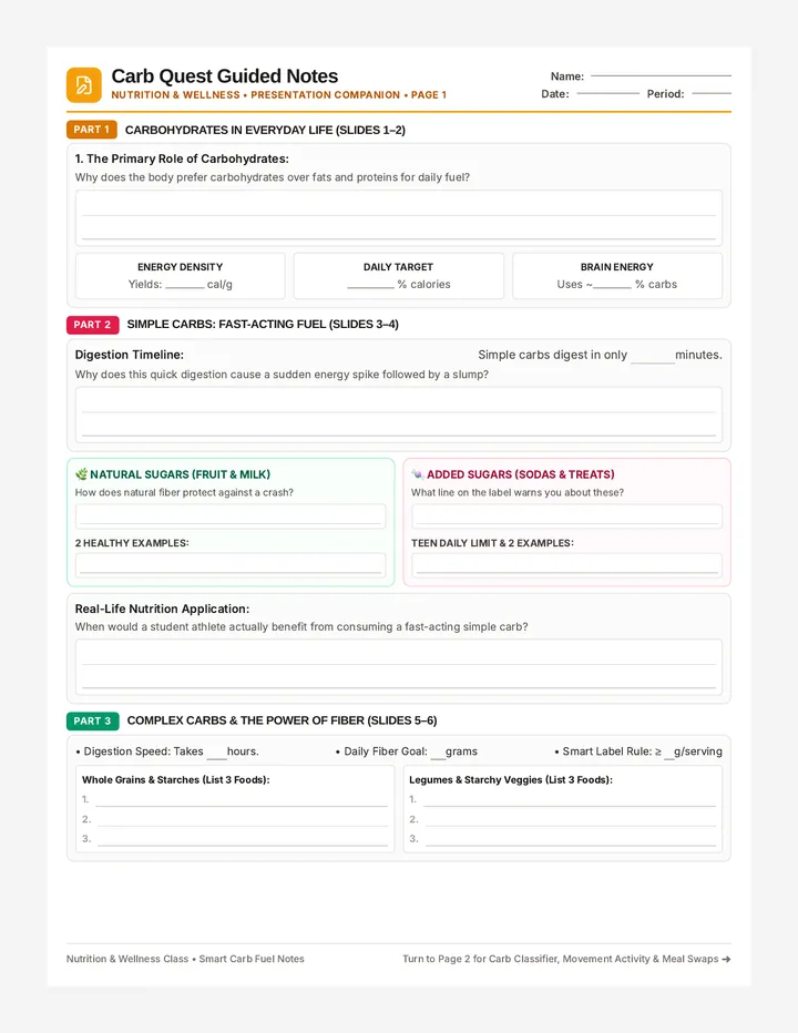 Carb Quest Guided Notes