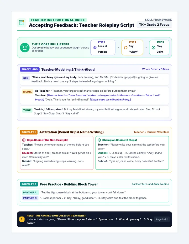 Feedback Roleplay Teacher Script
