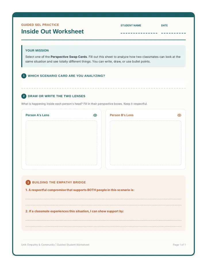 Inside Out Student Worksheet