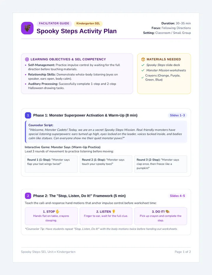 Spooky Steps Activity Plan