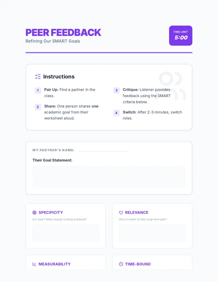 Peer Goal Feedback Activity