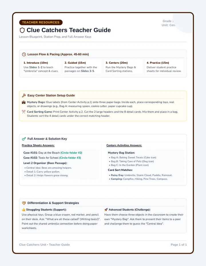 Clue Catchers Teacher Guide