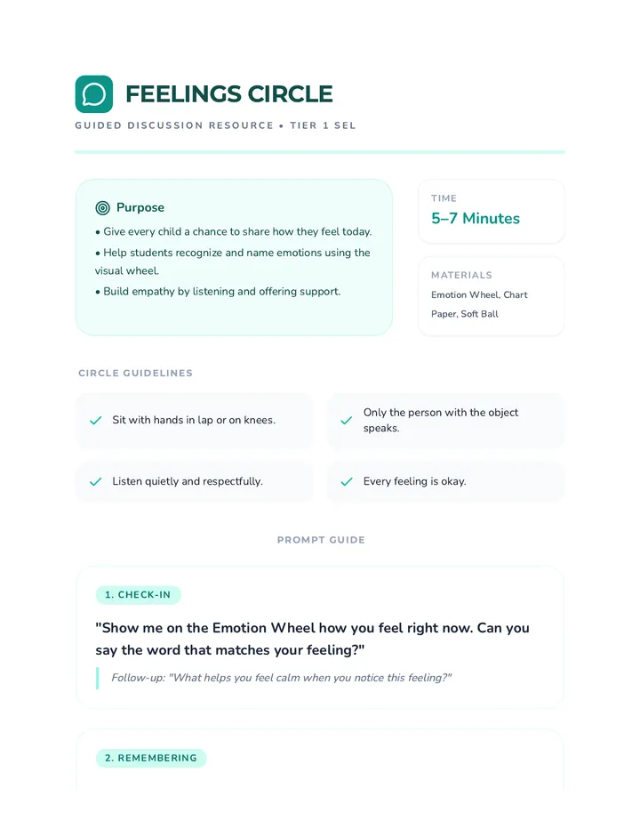 Feelings Circle Discussion Guide