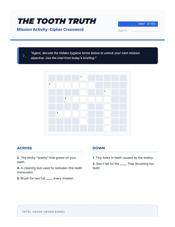 Tooth Truth Crossword Activity