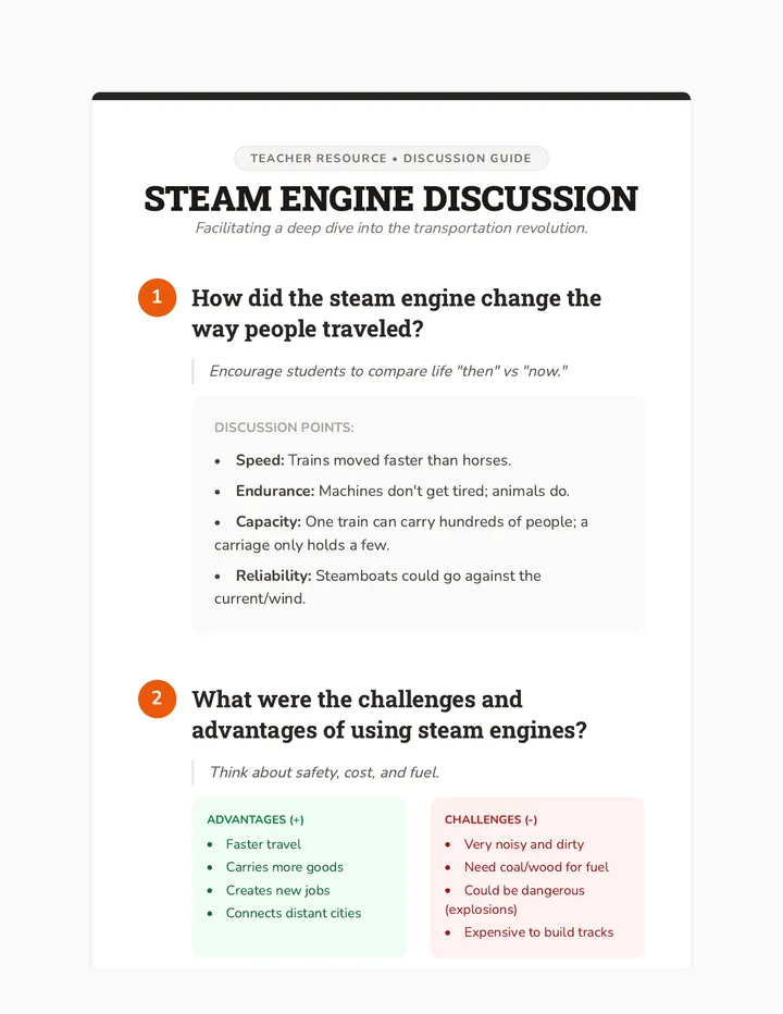 Steam Engine Discussion Guide
