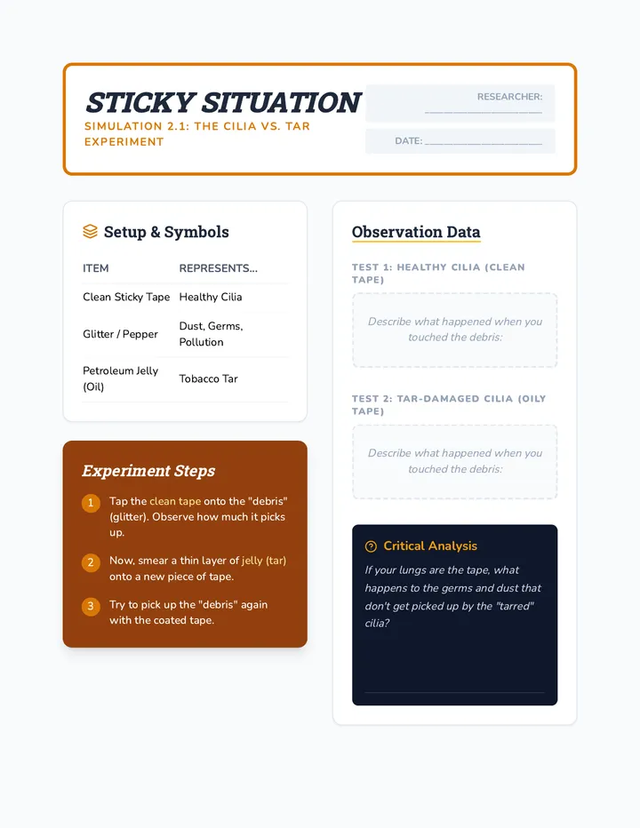 Sticky Situation Experiment Sheet