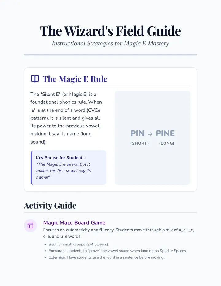 Magic E Teacher Guide