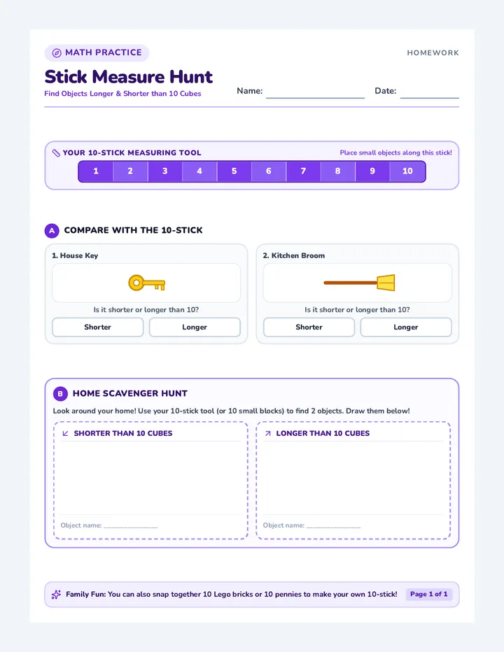 Stick Measure Hunt Homework