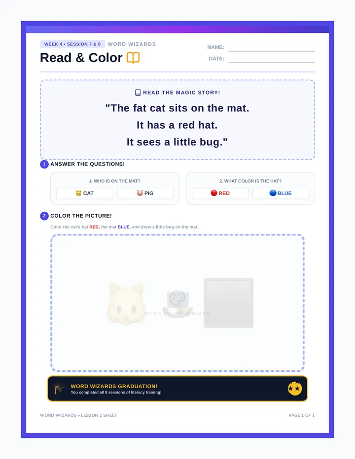 Read and Color Worksheet