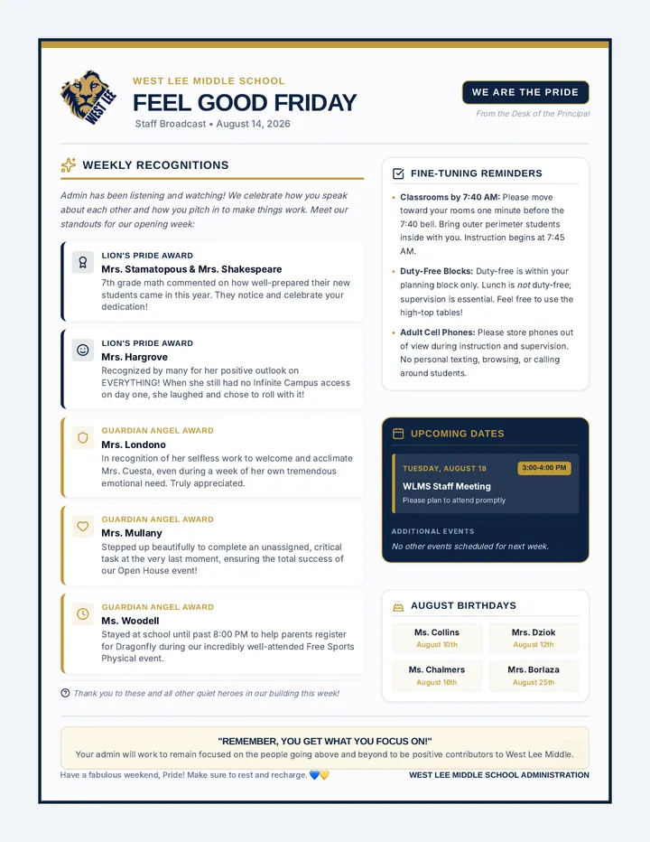 Feel Good Friday Bulletin