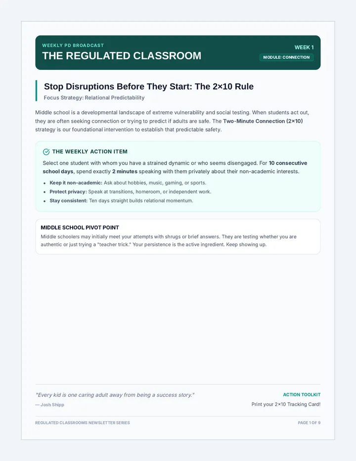 Regulated Classrooms Weekly Newsletter Hub
