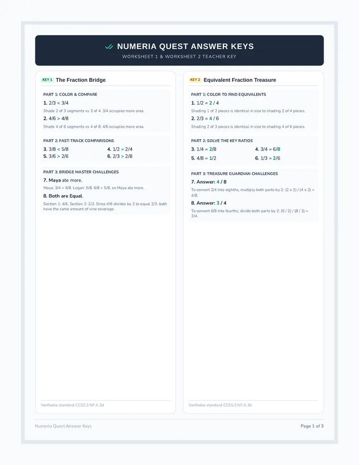 Numeria Quest Answer Keys
