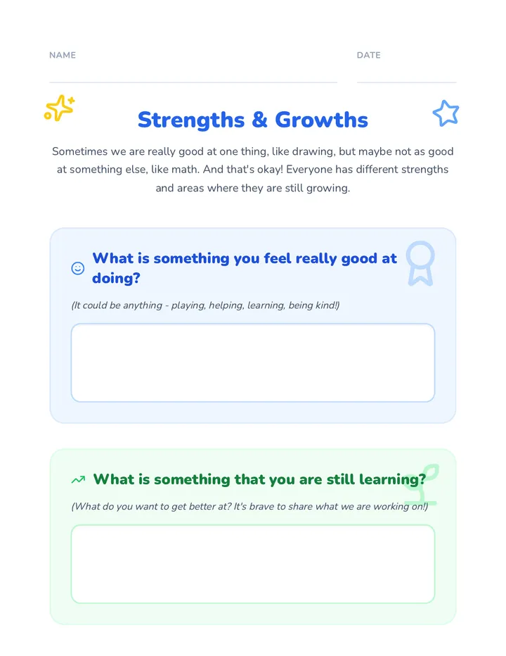 Strengths and Growths Sheet