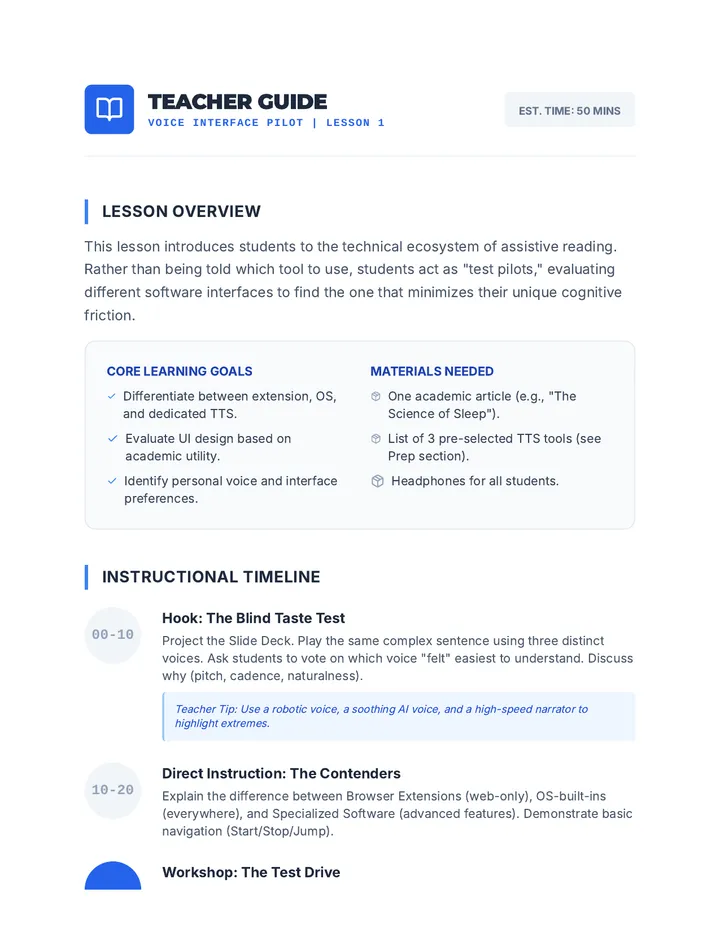 Voice Interface Pilot Teacher Guide