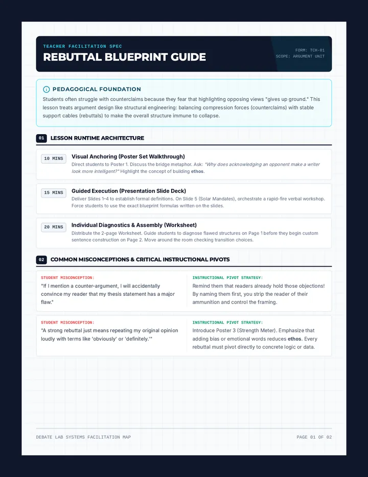 Rebuttal Blueprint Teacher Guide