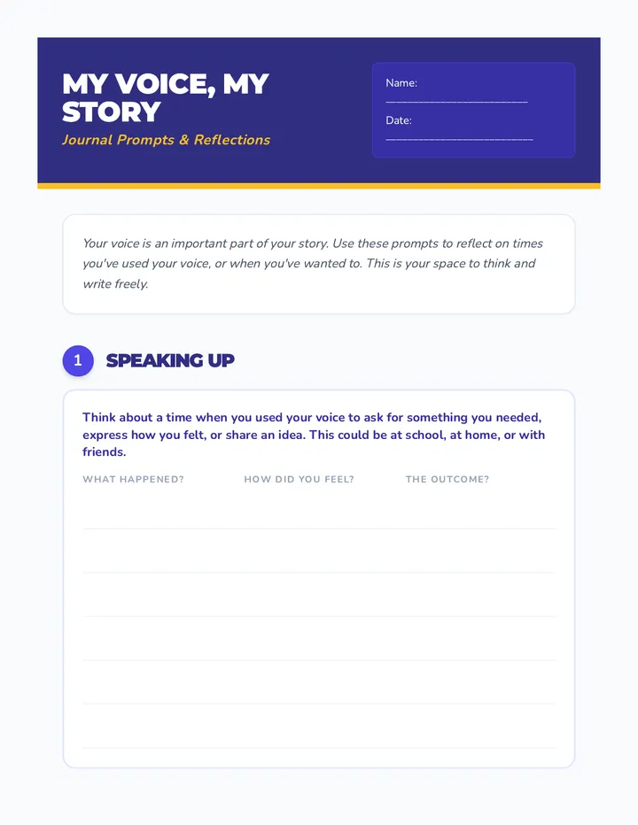 My Voice My Story Journal Prompts
