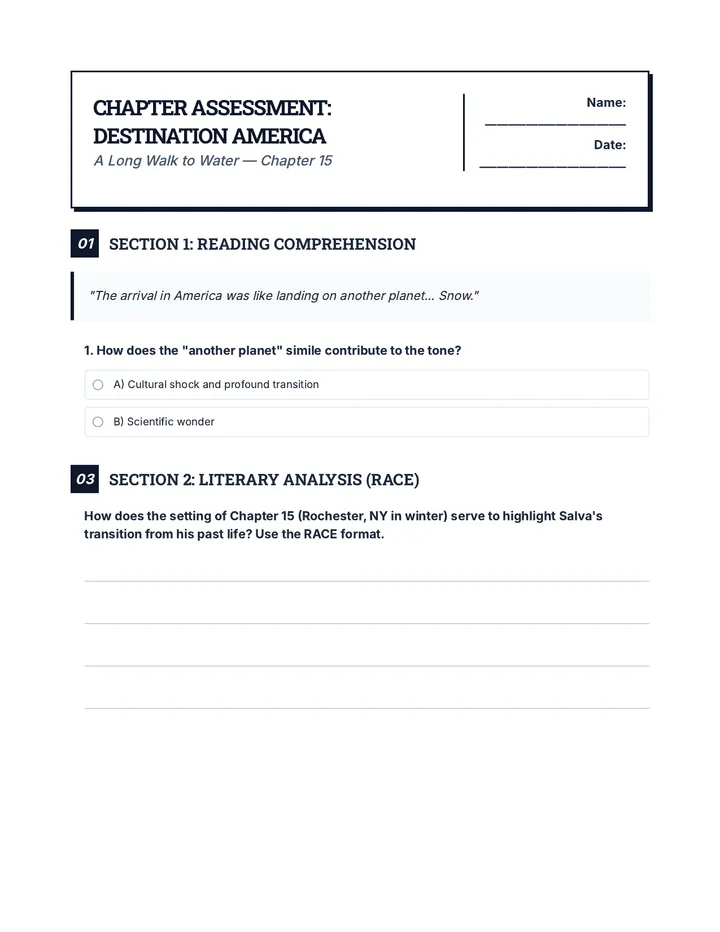 America Transition Rigorous Worksheet