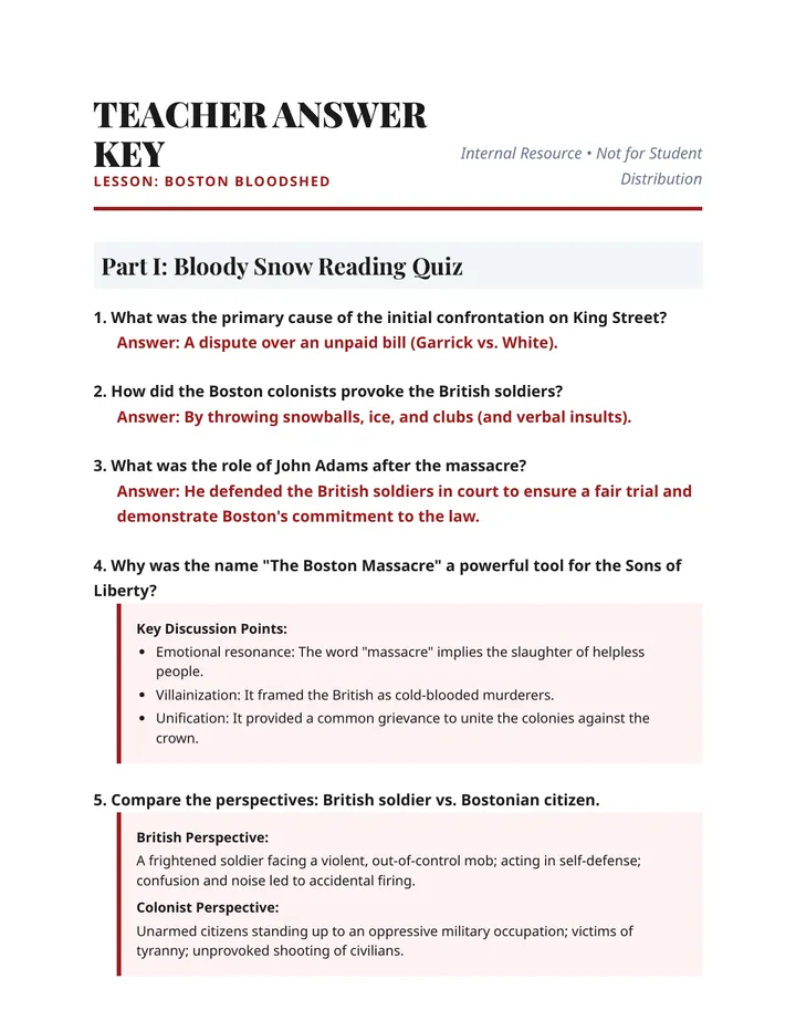 Massacre Answer Key