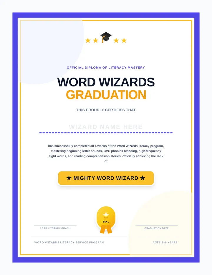 Word Wizards Graduation Diploma