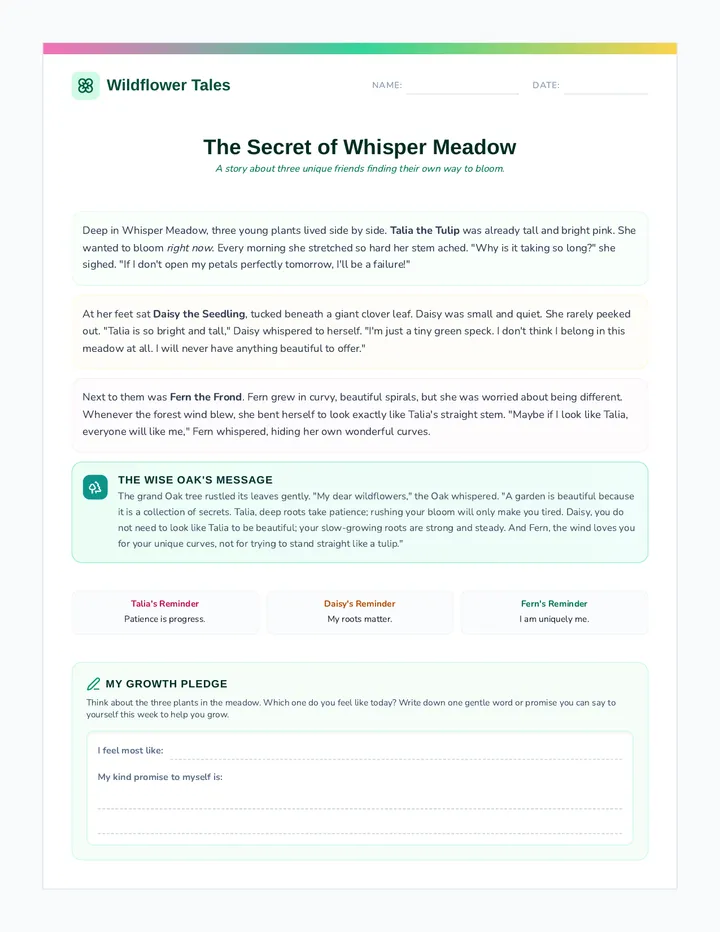 Wildflower Tales Story Sheet