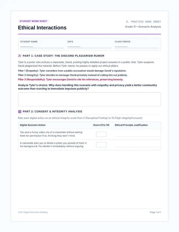 Ethical Practice Worksheet