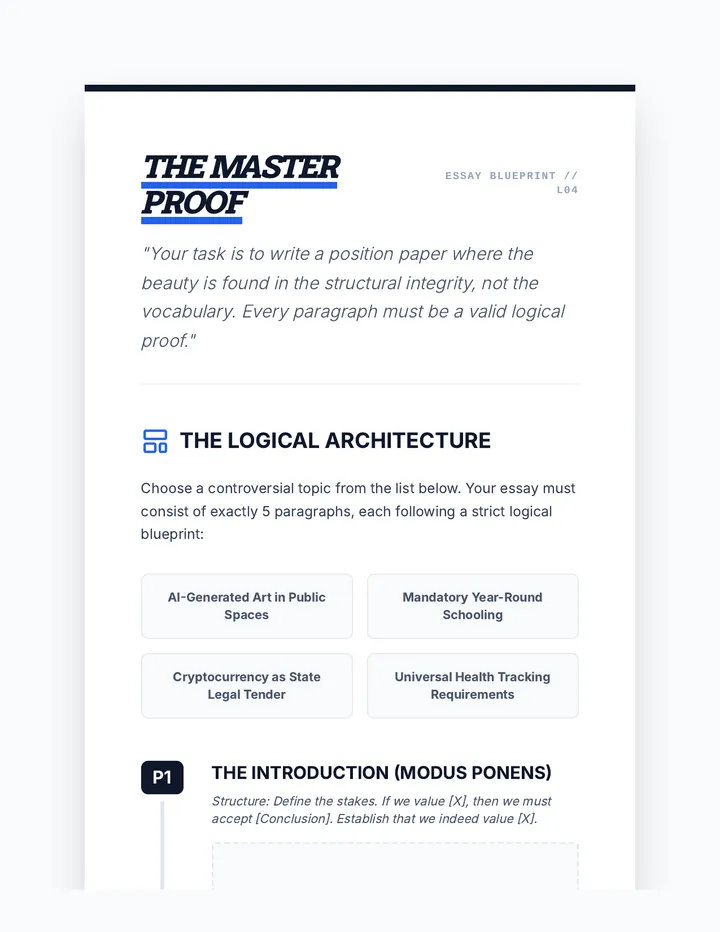 Logical Proof Essay Template Handout