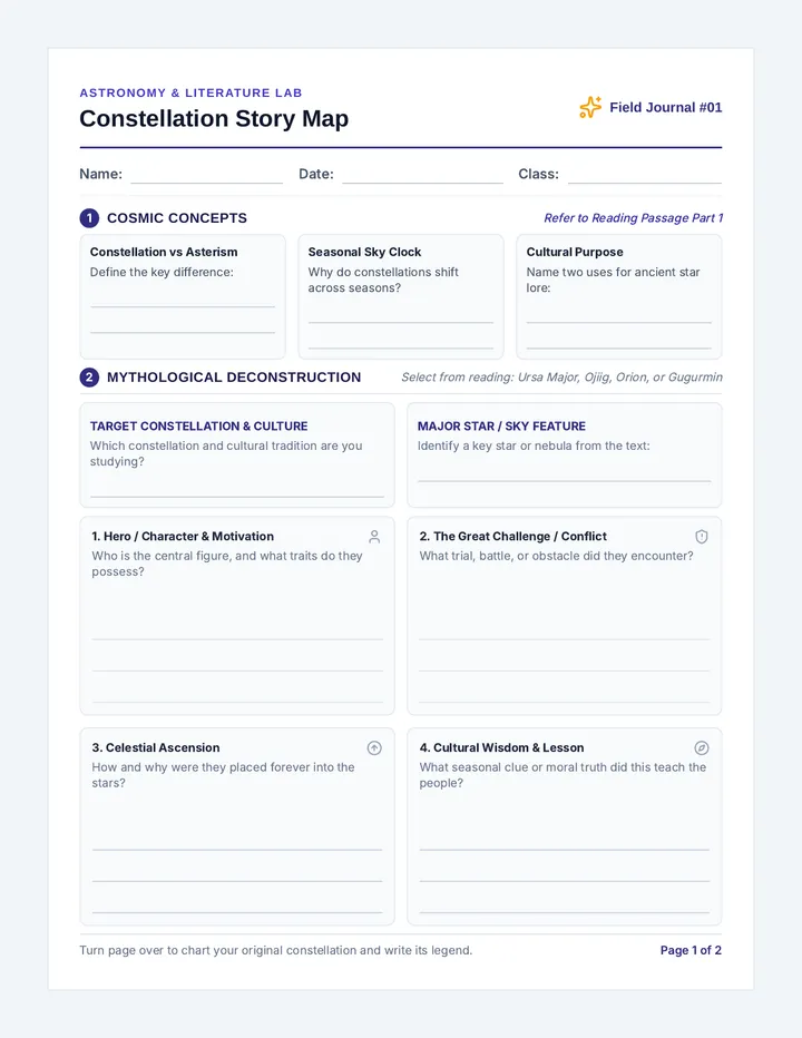 Constellation Chronicles Worksheet