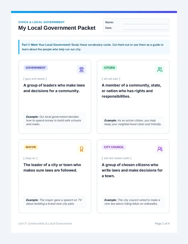 Local Government Scaffolded Packet