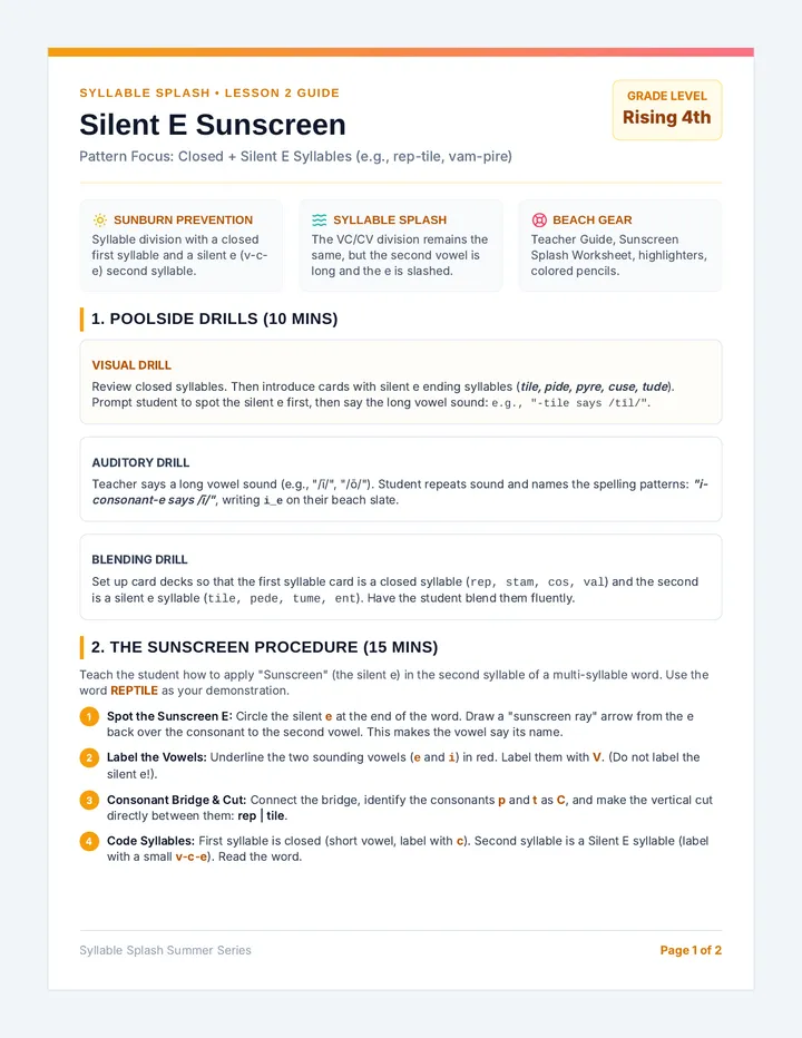 Sunscreen Prep Teacher Guide