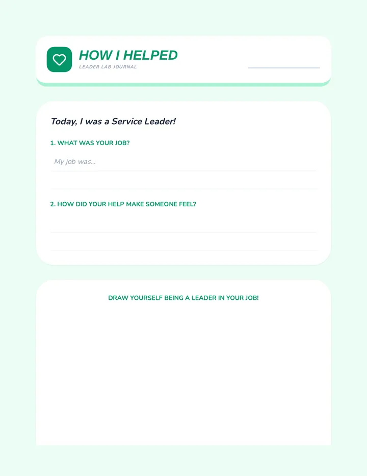 Service Leadership Reflection Sheet