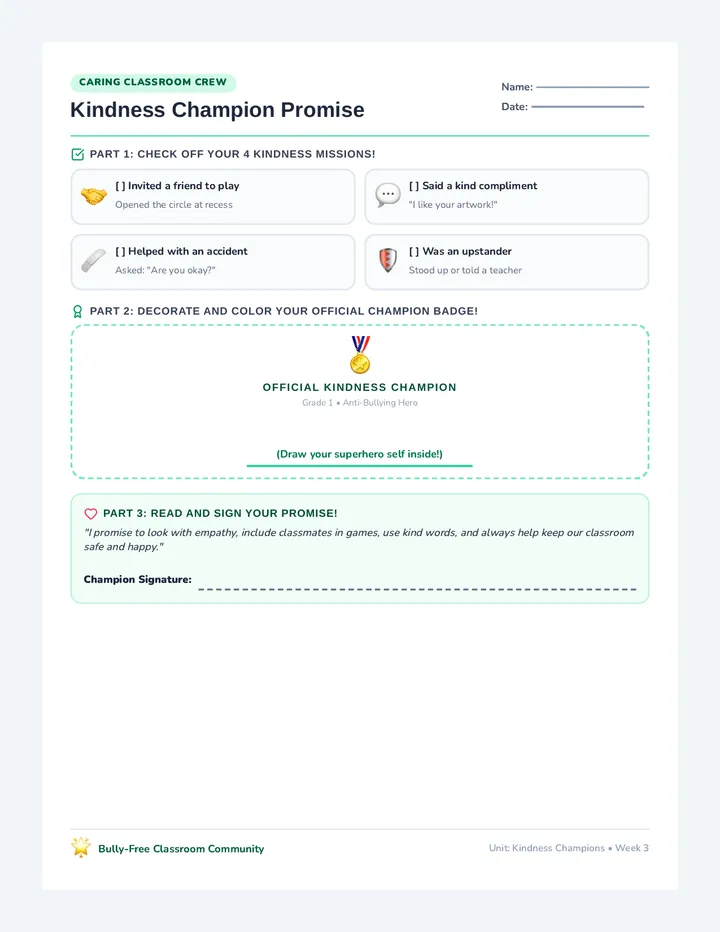 Caring Crew Worksheet
