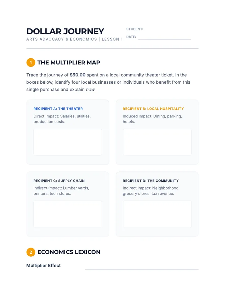 Dollar Journey Worksheet