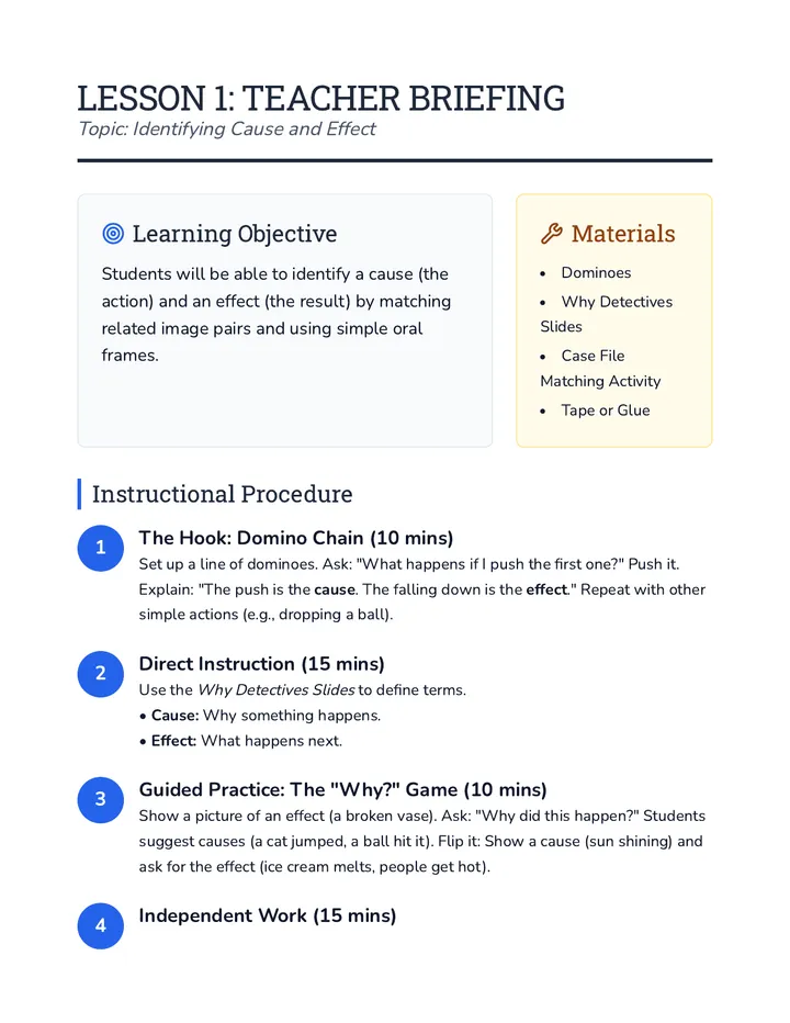 Lesson 1 Teacher Briefing
